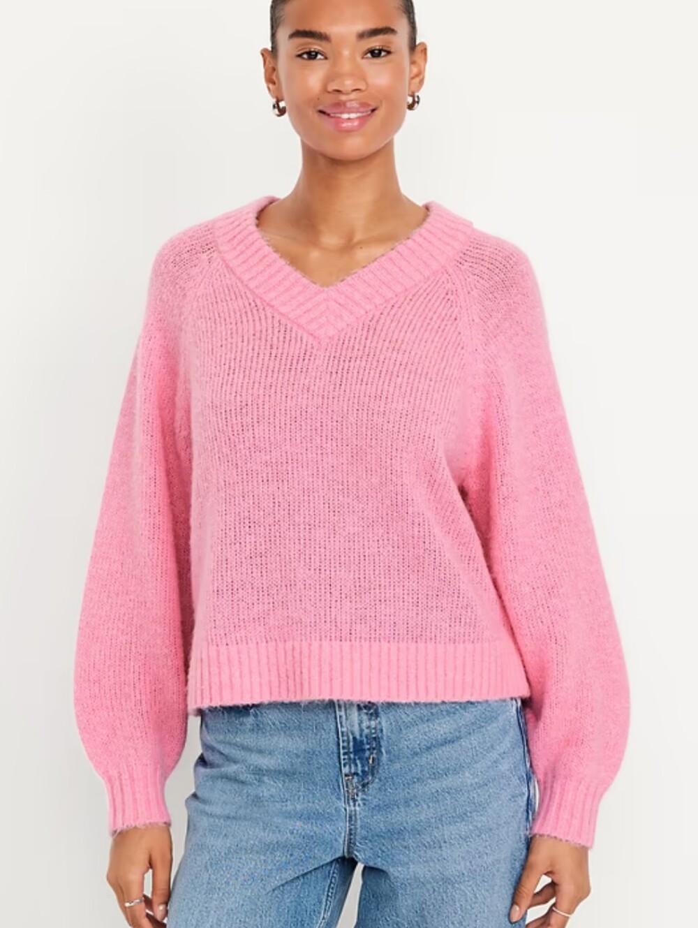 NWT Old Navy Wool Blend Cozy Cropped V-Neck Sweater  - M Tall